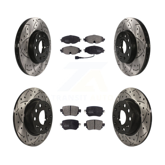 [Avant + Arrière] Kit de disque (percé rainuré revêtu) et plaquette (semi-métallique) de frein pour Volkswagen Golf SportWagen KDF-100579