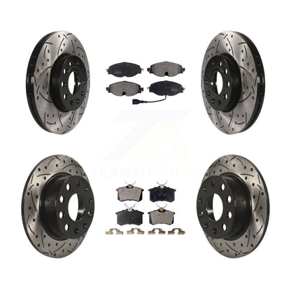 [Avant + Arrière] Kit de disque (percé rainuré revêtu) et plaquette (semi-métallique) de frein pour 2015 Volkswagen Golf SportWagen TDI SE SEL Highline Comfortline Trendline S KDF-100581