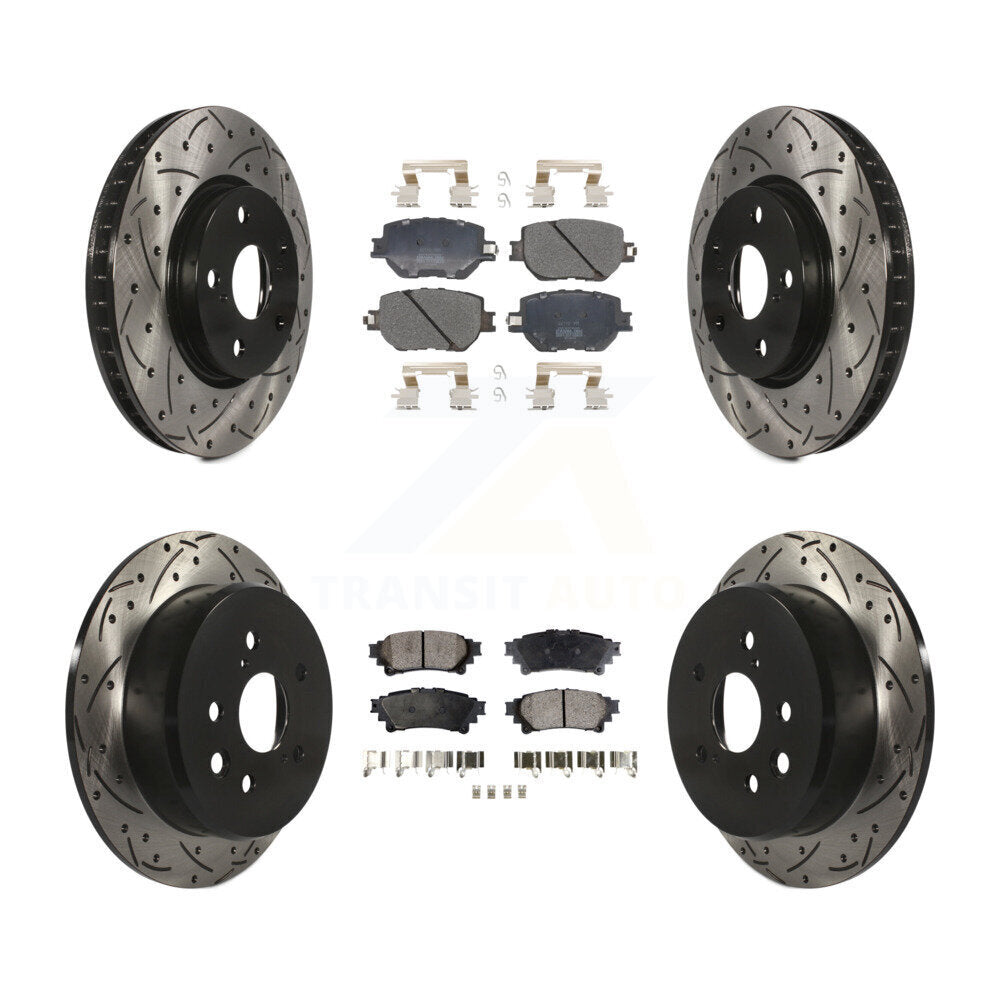 [Avant + Arrière] Kit de disque (percé rainuré revêtu) et plaquette (semi-métallique) de frein pour Lexus IS250 KDF-100582