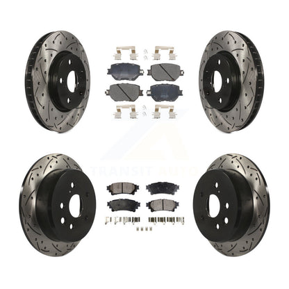 [Avant + Arrière] Kit de disque (percé rainuré revêtu) et plaquette (semi-métallique) de frein pour Lexus IS250 KDF-100582