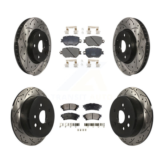 [Avant + Arrière] Kit de disque (percé rainuré revêtu) et plaquette (semi-métallique) de frein pour Lexus IS250 KDF-100582
