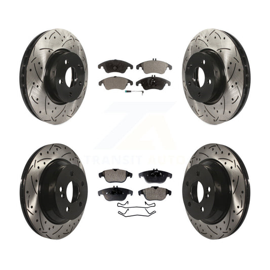 [Avant + Arrière] Kit de disque (percé rainuré revêtu) et plaquette (semi-métallique) de frein pour 2014 Mercedes-Benz E350 Convertible Coupe avec 322mm Diameter Rotor KDF-100583