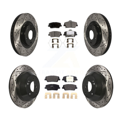 [Avant + Arrière] Kit de disque (percé rainuré revêtu) et plaquette (semi-métallique) de frein pour Kia Sorento Hyundai Santa Fe Sport KDF-100585
