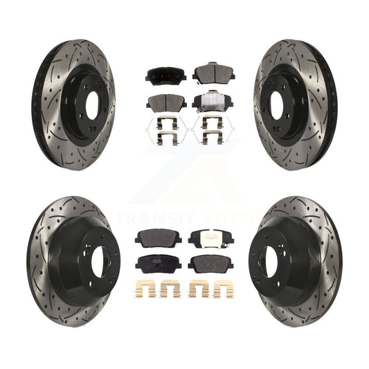[Avant + Arrière] Kit de disque (percé rainuré revêtu) et plaquette (semi-métallique) de frein pour Kia Sorento Hyundai Santa Fe Sport KDF-100585