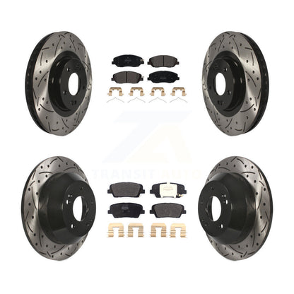 [Avant + Arrière] Kit de disque (percé rainuré revêtu) et plaquette (semi-métallique) de frein pour Hyundai Santa Fe XL KDF-100586