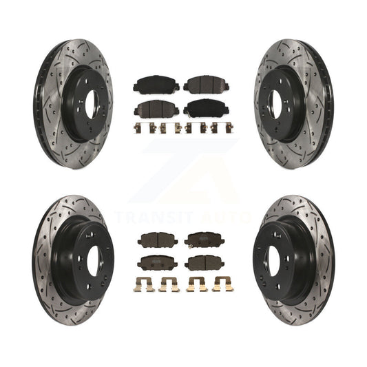 [Avant + Arrière] Kit de disque (percé rainuré revêtu) et plaquette (semi-métallique) de frein pour 2016-2022 Honda HR-V KDF-100588