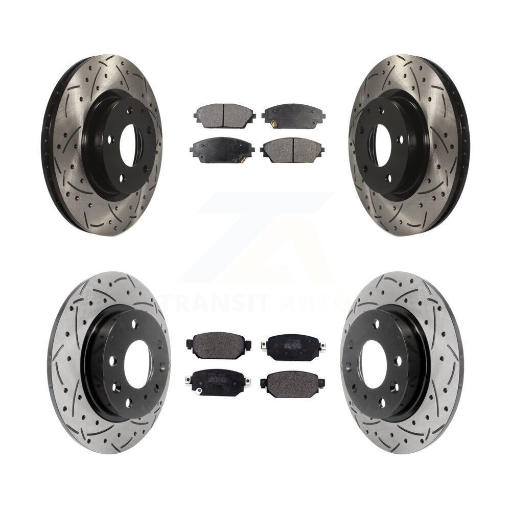 [Avant + Arrière] Kit de disque (percé rainuré revêtu) et plaquette (semi-métallique) de frein pour 2019-2021 Mazda CX-3 AWD KDF-100589