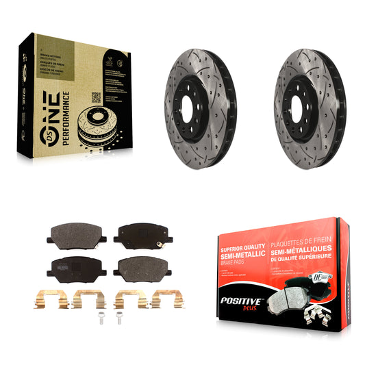 [Avant] Kit de disque (percé rainuré revêtu) et plaquette (semi-métallique) de frein pour Jeep Renegade Compass Fiat 500X KDF-100593