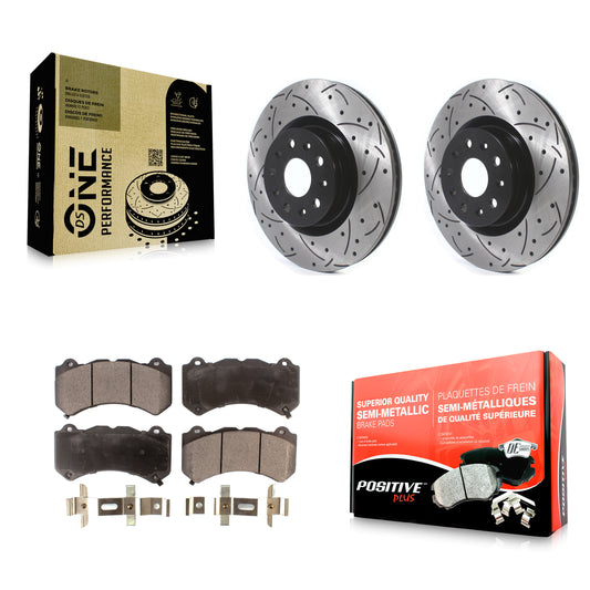 [Avant] Kit de disque (percé rainuré revêtu) et plaquette (semi-métallique) de frein pour 2016 Cadillac CTS Vsport Premium avec RWD KDF-100609