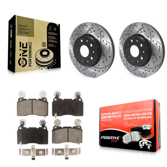 [Avant] Kit de disque (percé rainuré revêtu) et plaquette (semi-métallique) de frein pour Cadillac CTS Chevrolet Camaro KDF-100615