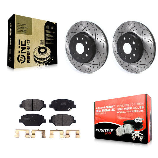 [Avant] Kit de disque (percé rainuré revêtu) et plaquette (semi-métallique) de frein pour Chevrolet Camaro sans Brembo Calipers KDF-100616