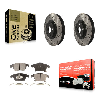[Avant] Kit de disque (percé rainuré revêtu) et plaquette (semi-métallique) de frein pour 2019-2020 Ford Police Responder Hybrid SSV Plug-In KDF-100618