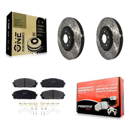 [Avant] Kit de disque (percé rainuré revêtu) et plaquette (semi-métallique) de frein pour 2014-2021 Jeep Cherokee avec Dual Piston Caliper KDF-100620