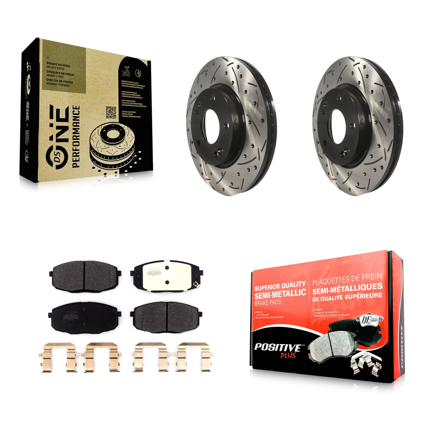 [Avant] Kit de disque (percé rainuré revêtu) et plaquette (semi-métallique) de frein pour Kia Soul Hyundai Kona Forte Elantra GT Seltos Forte5 KDF-100622