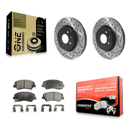 [Avant] Kit de disque (percé rainuré revêtu) et plaquette (semi-métallique) de frein pour Kia Rio KDF-100623