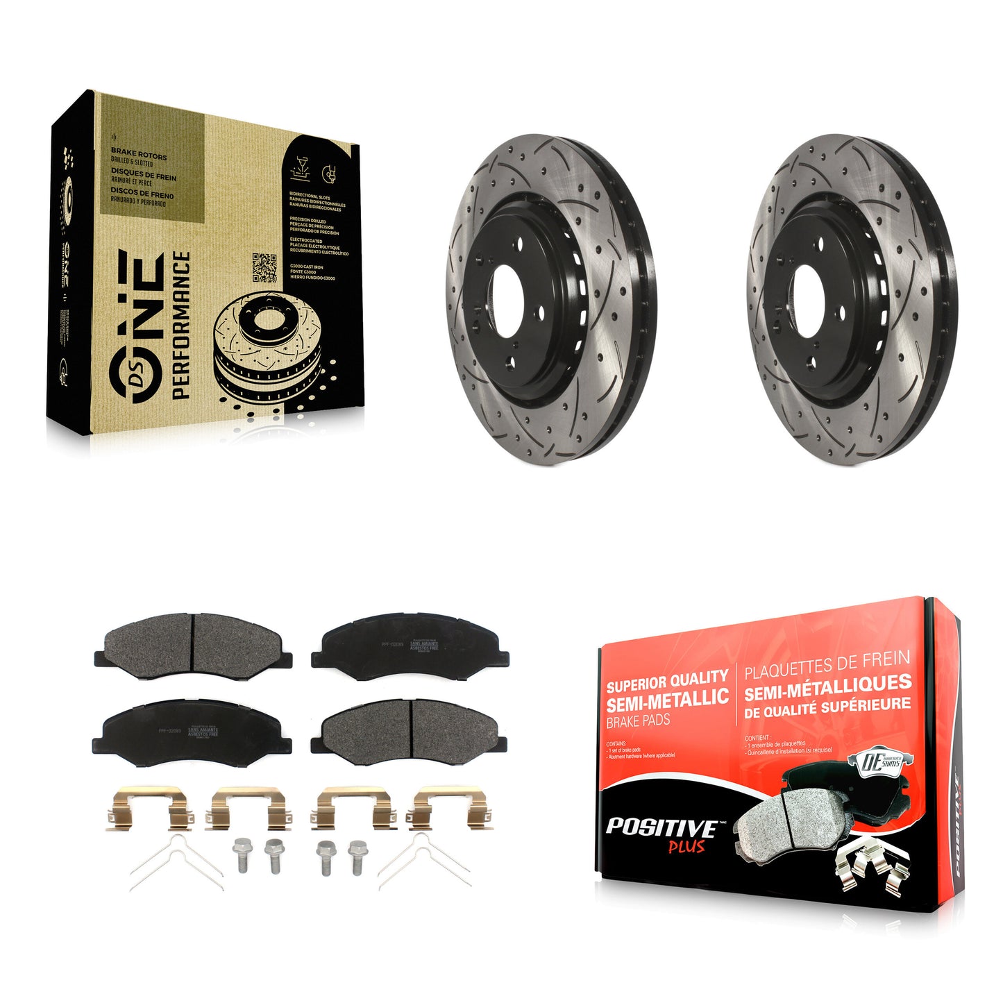 [Avant] Kit de disque (percé rainuré revêtu) et plaquette (semi-métallique) de frein pour 2018-2023 Honda Odyssey KDF-100625