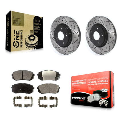[Avant] Kit de disque (percé rainuré revêtu) et plaquette (semi-métallique) de frein pour 2015 Hyundai Sonata GAS engine avec Manual Parking KDF-100628