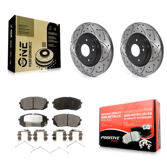 [Avant] Kit de disque (percé rainuré revêtu) et plaquette (semi-métallique) de frein pour Hyundai Sonata Kia Optima Niro EV Kona Electric KDF-100629
