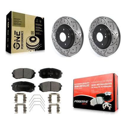 [Avant] Kit de disque (percé rainuré revêtu) et plaquette (semi-métallique) de frein pour Kia Soul Hyundai Kona Elantra GT Veloster Forte Seltos KDF-100631