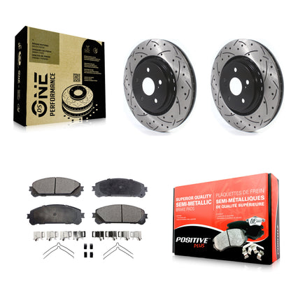 [Avant] Kit de disque (percé rainuré revêtu) et plaquette (semi-métallique) de frein pour Lexus RX350 RX450h Toyota RX350L Camry RX450hL Avalon Crown NX250 NX350 NX350h KDF-100634