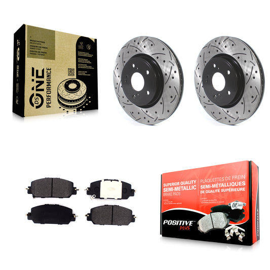 [Avant] Kit de disque (percé rainuré revêtu) et plaquette (semi-métallique) de frein pour Honda CR-V KDF-100637