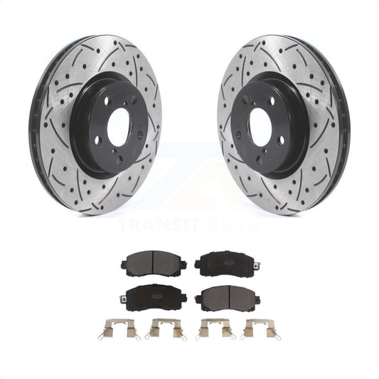 [Avant] Kit de disque (percé rainuré revêtu) et plaquette (semi-métallique) de frein pour 2017-2021 Subaru Impreza avec 276mm Diameter Rotor KDF-100640 par Transit Auto
