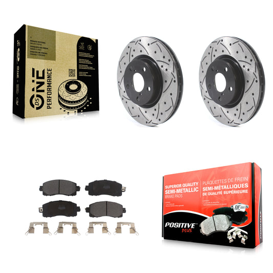 [Avant] Kit de disque (percé rainuré revêtu) et plaquette (semi-métallique) de frein pour 2017-2021 Subaru Impreza avec 276mm Diameter Rotor KDF-100640