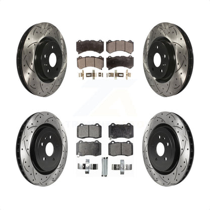 [Avant + Arrière] Kit de disque (percé rainuré revêtu) et plaquette (semi-métallique) de frein pour 2014 Chevrolet Camaro ZL1 KDF-100642 par Transit Auto