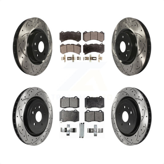 [Avant + Arrière] Kit de disque (percé rainuré revêtu) et plaquette (semi-métallique) de frein pour 2014 Chevrolet Camaro ZL1 KDF-100642 par Transit Auto