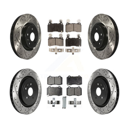[Avant + Arrière] Kit de disque (percé rainuré revêtu) et plaquette (semi-métallique) de frein pour 2010-2015 Chevrolet Camaro SS KDF-100643