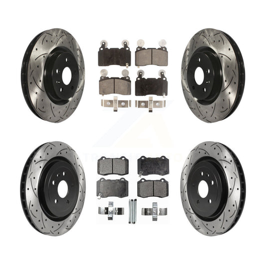 [Avant + Arrière] Kit de disque (percé rainuré revêtu) et plaquette (semi-métallique) de frein pour 2010-2015 Chevrolet Camaro SS KDF-100643