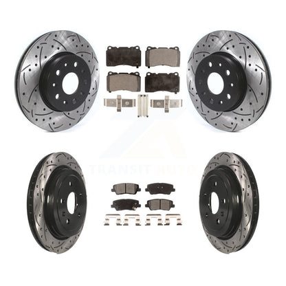 [Avant + Arrière] Kit de disque (percé rainuré revêtu) et plaquette (semi-métallique) de frein pour Cadillac CTS KDF-100647