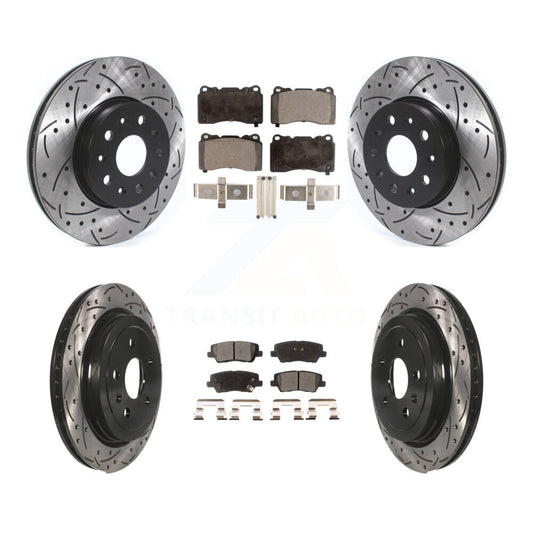 [Avant + Arrière] Kit de disque (percé rainuré revêtu) et plaquette (semi-métallique) de frein pour Cadillac CTS KDF-100647