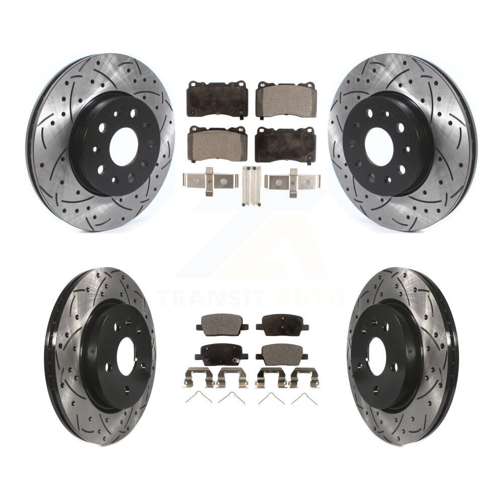 [Avant + Arrière] Kit de disque (percé rainuré revêtu) et plaquette (semi-métallique) de frein pour Chevrolet Camaro KDF-100648