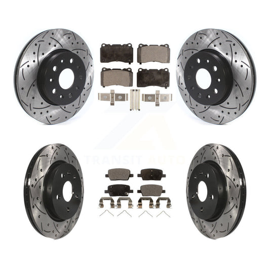 [Avant + Arrière] Kit de disque (percé rainuré revêtu) et plaquette (semi-métallique) de frein pour Chevrolet Camaro KDF-100648