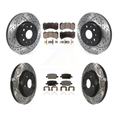 [Avant + Arrière] Kit de disque (percé rainuré revêtu) et plaquette (semi-métallique) de frein pour 2019-2020 Chevrolet Camaro LT LS avec 6 Piston Brembo Calipers KDF-100650