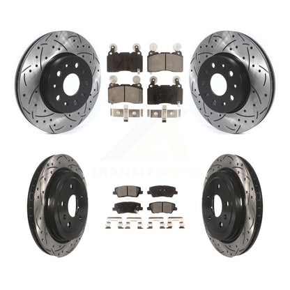 [Avant + Arrière] Kit de disque (percé rainuré revêtu) et plaquette (semi-métallique) de frein pour Cadillac CTS KDF-100651