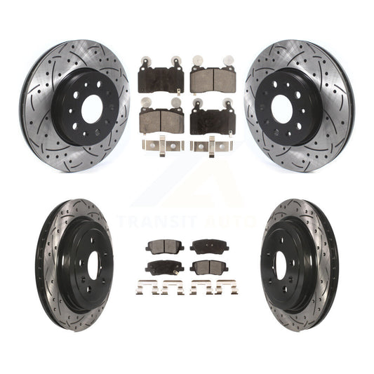 [Avant + Arrière] Kit de disque (percé rainuré revêtu) et plaquette (semi-métallique) de frein pour Cadillac CTS KDF-100651