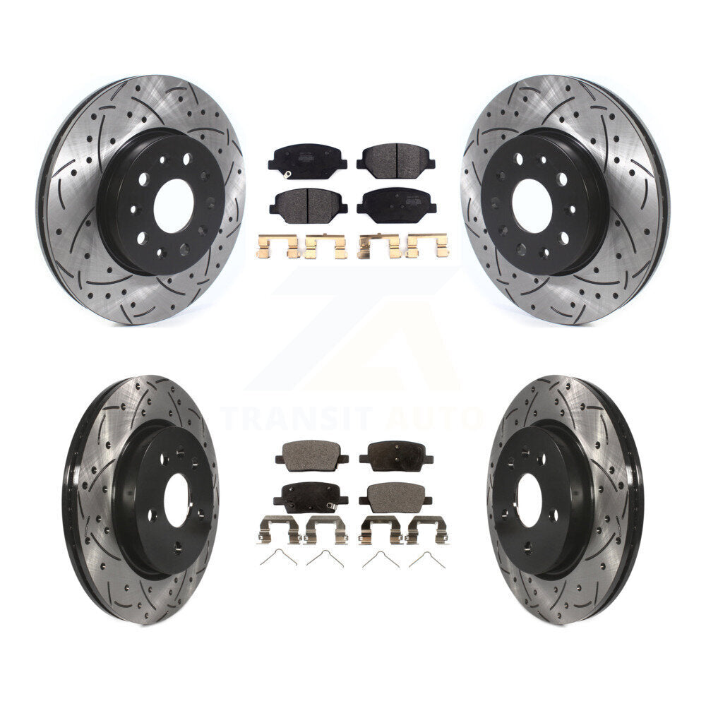 [Avant + Arrière] Kit de disque (percé rainuré revêtu) et plaquette (semi-métallique) de frein pour Chevrolet Camaro sans Brembo Calipers KDF-100652