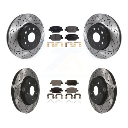 [Avant + Arrière] Kit de disque (percé rainuré revêtu) et plaquette (semi-métallique) de frein pour Chevrolet Camaro sans Brembo Calipers KDF-100652