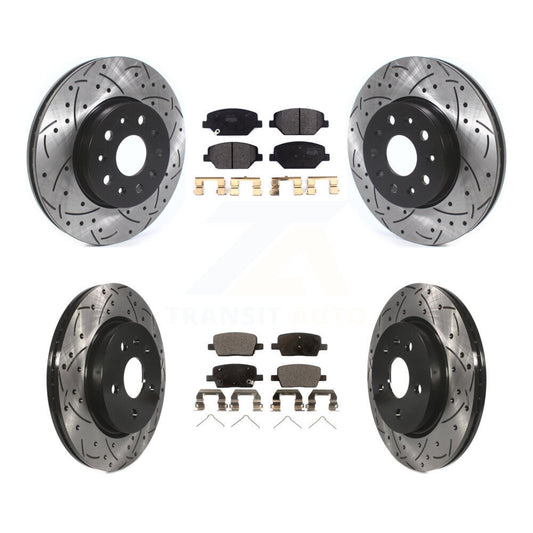 [Avant + Arrière] Kit de disque (percé rainuré revêtu) et plaquette (semi-métallique) de frein pour Chevrolet Camaro sans Brembo Calipers KDF-100652
