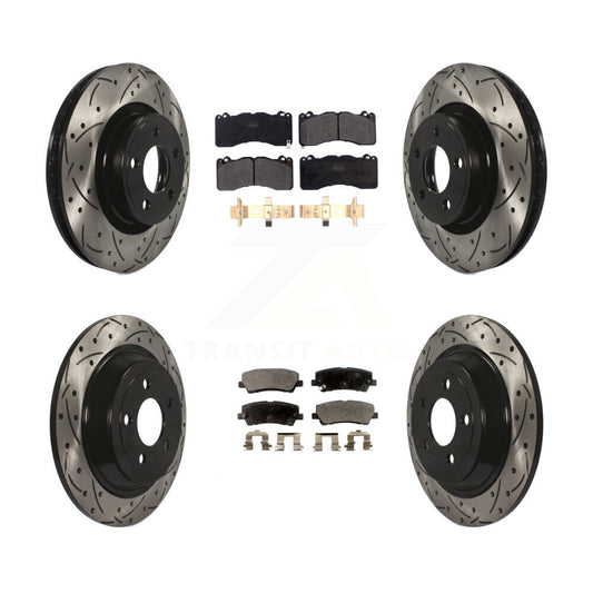 [Avant + Arrière] Kit de disque (percé rainuré revêtu) et plaquette (semi-métallique) de frein pour 2015 Ford Mustang V6 avec Brembo Brakes KDF-100653
