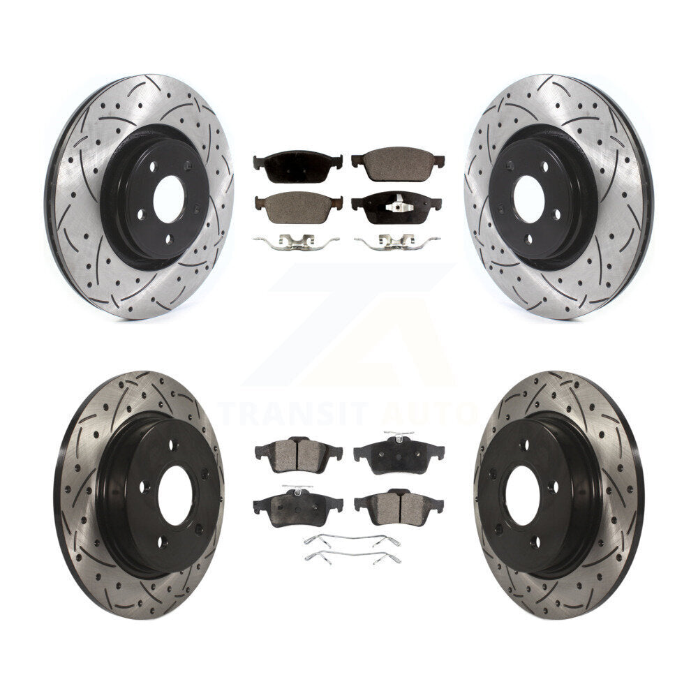[Avant + Arrière] Kit de disque (percé rainuré revêtu) et plaquette (semi-métallique) de frein pour Ford Focus ST KDF-100654