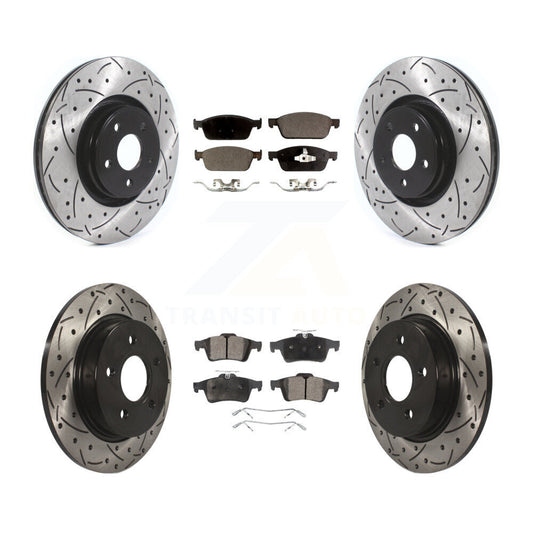 [Avant + Arrière] Kit de disque (percé rainuré revêtu) et plaquette (semi-métallique) de frein pour Ford Focus ST KDF-100654