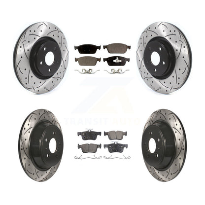[Avant + Arrière] Kit de disque (percé rainuré revêtu) et plaquette (semi-métallique) de frein pour Lincoln MKC KDF-100655