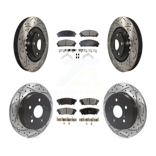 [Avant + Arrière] Kit de disque (percé rainuré revêtu) et plaquette (semi-métallique) de frein pour Lexus NX200t NX300 NX300h KDF-100659
