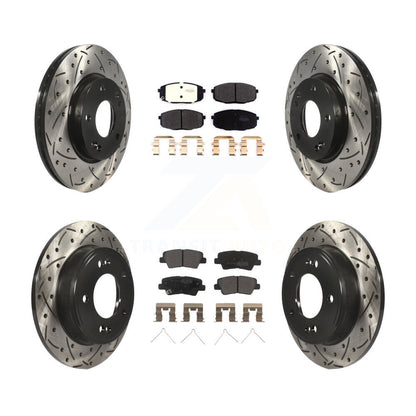 [Avant + Arrière] Kit de disque (percé rainuré revêtu) et plaquette (semi-métallique) de frein pour Kia Soul Forte Hyundai Elantra GT Kona Forte5 KDF-100661
