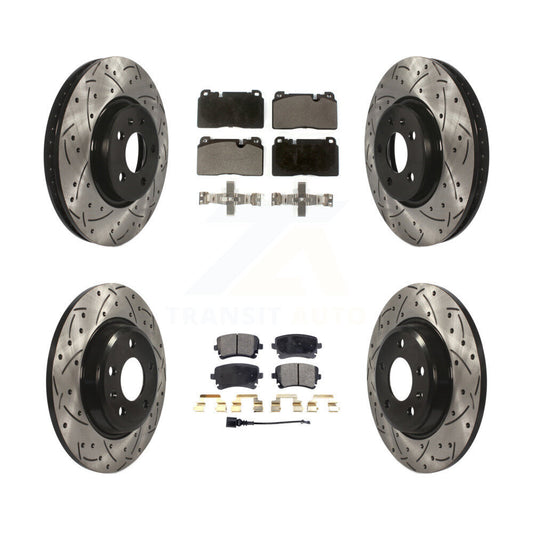 [Avant + Arrière] Kit de disque (percé rainuré revêtu) et plaquette (semi-métallique) de frein pour 2016 Audi Q5 FLEX engine KDF-100662