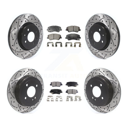 [Avant + Arrière] Kit de disque (percé rainuré revêtu) et plaquette (semi-métallique) de frein pour Kia Rio KDF-100663