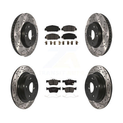 [Avant + Arrière] Kit de disque (percé rainuré revêtu) et plaquette (semi-métallique) de frein pour Honda Accord KDF-100664
